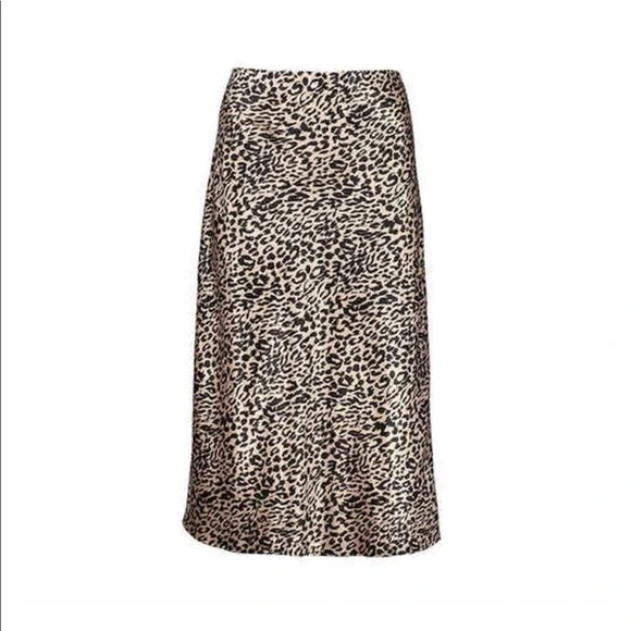 Anko Slim Satin Midi Skirt - Leopard - Picture 1 of 5